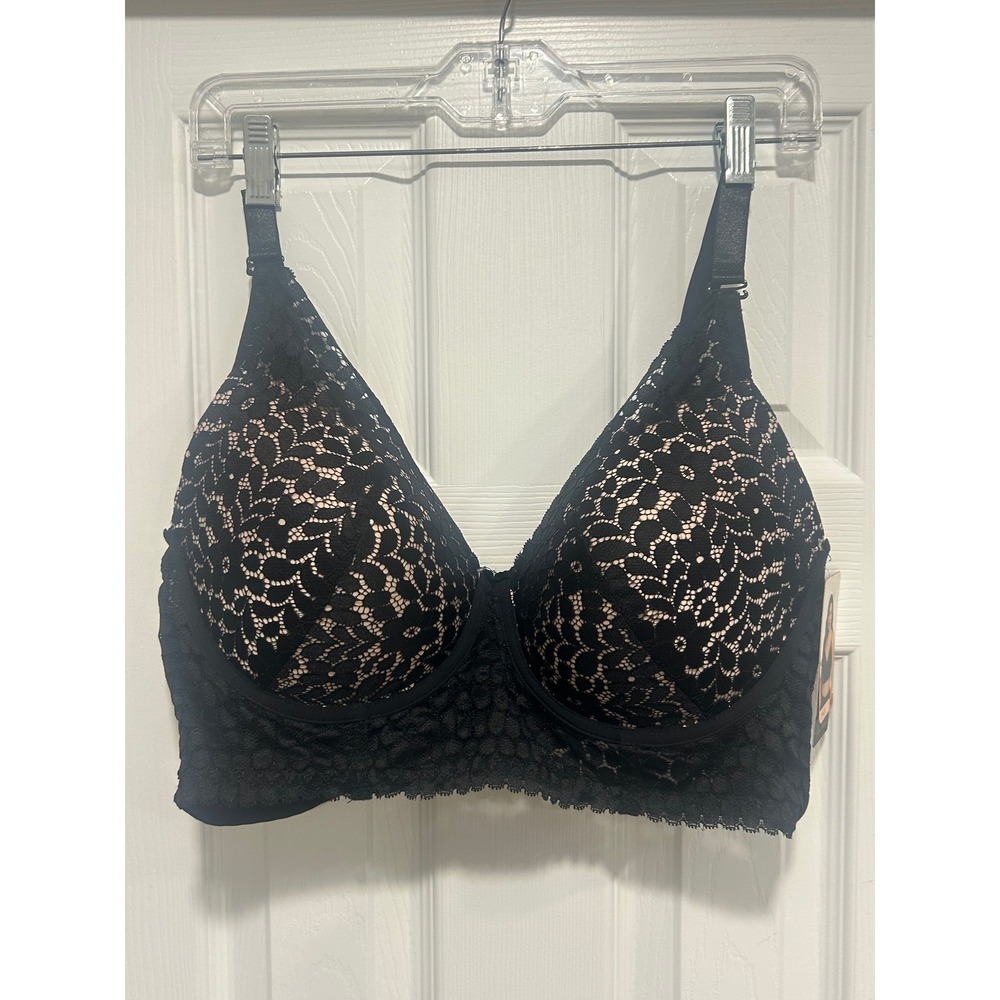 Prima Valentina‎ Black Lace Underwire Full Coverage Bra 42D NWT